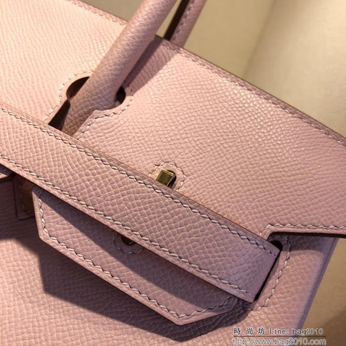 HERMES愛馬仕 鉑金包 Birkin 30cm Epsom 3Q Rose Sakura 芭比粉 金扣 頂級工藝 全手工 蠟線縫製 時尚手提包  Ama1220